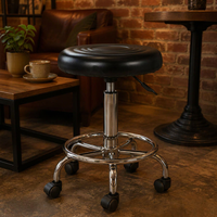 Tabouret de bar JOHOOFURNITURE en cuir PU noir, siège rond rainuré, pivotant et réglable, fabricant Taburete de Bar Kitchen