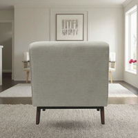 Chaise longue moderne sans accoudoirs en tissu beige, chaise de détente rembourrée avec coussin, pieds en bois de caoutchouc pour salon