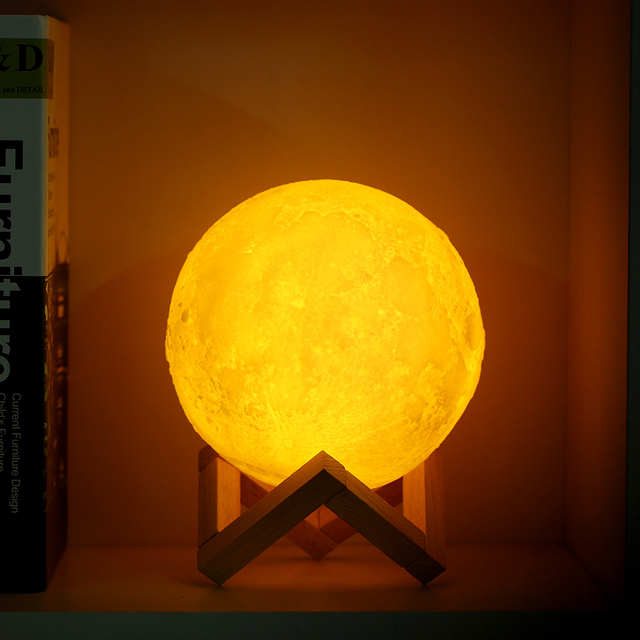 Hot Sale 15CM Touch Control Brightness Moon Lamp USB Charging 3D Printed Night Light