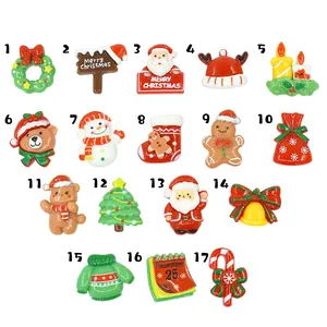 New Cartoon Christmas Resin Flatback Cabochon For Slime Charms Jewelry Making Accessories Hairpin Decoration