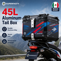 Boîte à bagages arrière pour moto, étanche, anti-poussière, en alliage d'aluminium, 45L, verrouillable, légère, montage universel, fabriqué en Chine