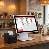 Caja Registradora Digital al por Mayor, PC Táctil con Windows, Sistema POS Todo en Uno, Pantalla Táctil Dual de 15 Pulgadas, Sistema POS en Venta