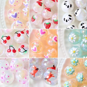 Cartoon Muster Kindheit gemalt Runde Kunststoff Charm Perlen mit Loch für Kinder Schmuck Ornamente - Product Image 5