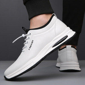 Chaussures de marche en cuir pour hommes, bout rond, lacets, doublure en maille respirante, semelle extérieure en caoutchouc, chaussures décontractées confortables - Product Image 3