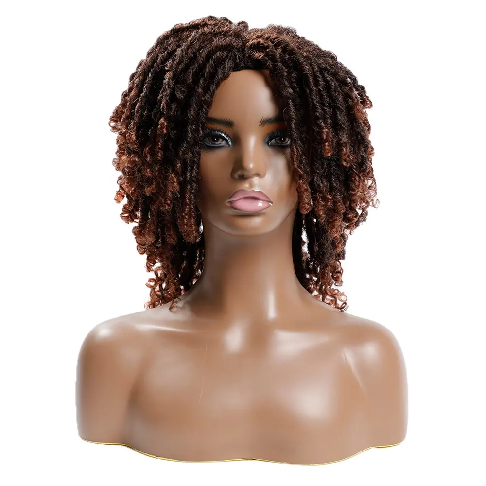 Peruca curta encaracolada afro com franja, cabelo encaracolado sintético completo para mulheres negras, uso diário