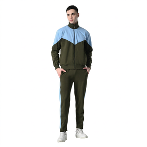 Unisex Solid Color Blocking Streetwear Tracksuit Set Hooded Collar Casual <b>Polyester</b> Cotton <b>Joggers</b> Side Pockets Drawstring - Product Image 1