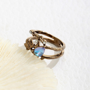 Bague rétro en forme de goutte d'eau, design branche d'arbre et feuille d'érable, bijoux unisexes, cadeau - Product Image 4