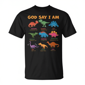 Camiseta para niños pequeños con versículo bíblico de Dios que dice que soy un dinosaurio - Product Image 2