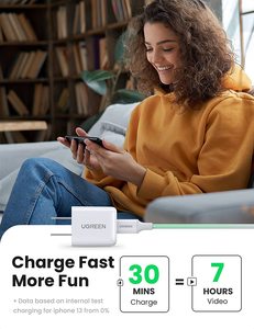 ชุดอุปกรณ์<span class=keywords><strong>ชาร์จ</strong></span>เร็ว <span class=keywords><strong>UGREEN</strong></span> 20W USB C สำหรับ <span class=keywords><strong>iPhone</strong></span>, ชุดอุปกรณ์<span class=keywords><strong>ชาร์จ</strong></span>เร็วแบบพับได้ขนาดเล็ก พร้อมสาย<span class=keywords><strong>ชาร์จ</strong></span> USB C to Lightning - Product Image 4