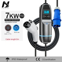 Nouveau chargeur EV portable AC monophasé Khons 32A Type 1 7KW SAE J1772 IP65 étanche à charge rapide, prise CEE bleue