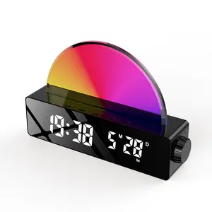 Vetro trasparente Double Glow Wake-Up Led Light sveglia digitale Radio Sunrise Wake Up Light Lamp