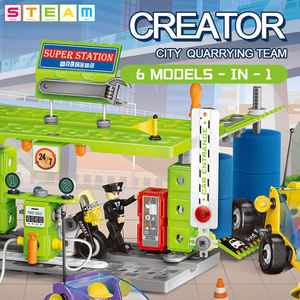 Camion de démontage à vis 10-en-1 pour enfants, 340 pièces, avec station-service, briques de construction, jouet créatif pour l'apprentissage STEM - Product Image 2