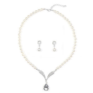 2025 High Quality New Fashion <b>Pearl</b> Stainless Steel Jewelry Set Cute Water Drop Shape Link Chain <b>Necklaces</b> <b>and</b> <b>Earrings</b> - Product Image 2