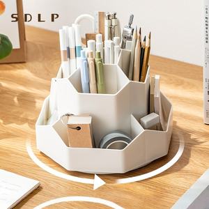 Organisateur de papeterie en plastique de grande capacité OEM ODM Rotation 360 ° Conteneur de stockage de crayons Porte-stylo - Product Image 1