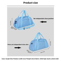 Sac de sport bleu avec logo, bandoulière, multi-poches, pour voyage, week-end, yoga, nuit, danse