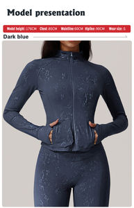 ملابس يوغا نسائية بسحاب كامل وأكمام طويلة مبطنة ملابس نسائية عصرية بجيب سترة لياقة بدنية نسائية شتوية دافئة معطف يوغا للصالات الرياضية - Product Image 4