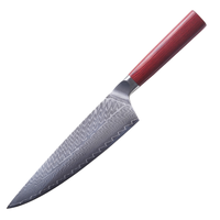 Couteau de Chef Japonais Gyuto en Acier Damas VG10 de 8 Pouces, Haute Dureté, Ambidextre, Manche en Bois Pakka Rouge, Direct Usine OEM