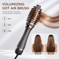 Brosse à air chaud ionique 5-en-1 légère et pliable, sèche-cheveux, fer à boucler, lisseur, peigne, moteur DC 1200W, séchage à 3 températures