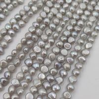Perles baroques grises en gros à bas prix, 7-8 mm, lustre double face, perles d'eau douce baroques, fil de perles baroques pour le bricolage