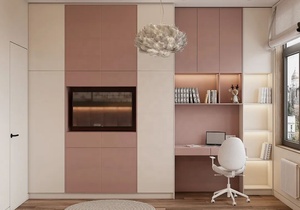 Garde-robe de couleur rose pour chambre d'enfant, Design Simple sur mesure - Product Image 2