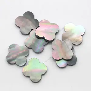 Grey Shell Mop Four Leaf Clover Gems For Necklace Pendant