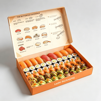 Boîte à sushi en papier biodégradable et robuste, personnalisée, avec insert pour coupelle à sauce, pour la restauration, les traiteurs et les emballages à emporter