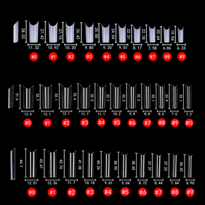 L XL XXL XXXL C Curve Square <strong>Nail</strong> Tips Clear <strong>Extra</strong> <strong>Long</strong> Curved Half Cover False Acrylic <strong>Nail</strong> Tips - Product Image 3
