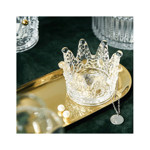 Eleganti Ornamenti <span class=keywords><strong>in</strong></span> <span class=keywords><strong>Vetro</strong></span> a Forma di Corona Mini Lussuosi Portaoggetti per Gioielli Anelli Posacenere Portacandele Decorazione per Anniversari - Product Image 3