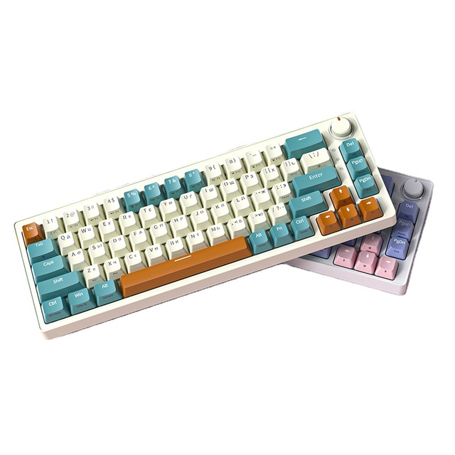 X518 Hot Swappable 2.4g Bt Usb-c Wired Keyboard Gamer Rgb Backlight Anti-ghosting Mechanical Gaming Keyboard With Knob