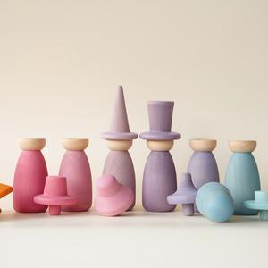 Giocattolo Educativo Montessori in Legno: Bambole Arcobaleno con Cappelli Intercambiabili, Gioco di Ruolo per Bambini, Abbinamento Colori e Impilamento per Bambini e Bambine - Product Image 6