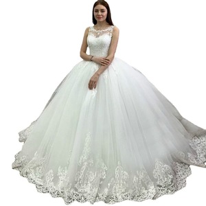 <b>White</b> <b>Lace</b> Applique Ball Gown Wedding Dress Sweetheart Neckline Natural Waist Vintage Style Polyester Fiber 023 - Product Image 5