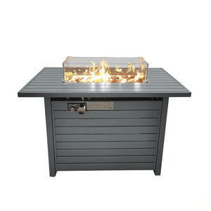 Table de foyer extérieur 25 H x 42 L en acier inoxydable moderne, au propane, pour décoration de jardin, autoportante avec couvercle - Product Image 1