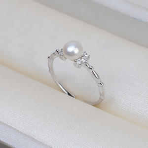 Bague ouverte en argent S925, simple et tendance, pour femme, avec incrustation de diamant taillé, 4-5 accessoires DIY, support vide pour perle 141 - Product Image 4