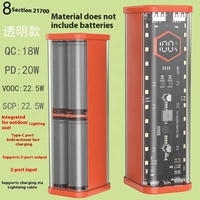 Kit de boîtier de batterie 21700 à 8 cellules sans soudure, coque transparente pour batterie externe, double USB, charge rapide, affichage LED, étanche