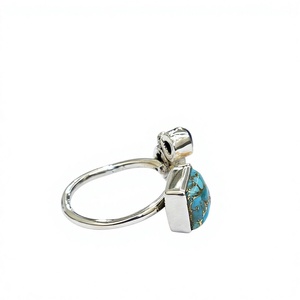 Handmade Turquoise <b>Lapis</b> <b>Lazuli</b> <b>Ring</b> 925 Sterling Silver Square Round Multi Stone Adjustable Band Jewelry - Product Image 4