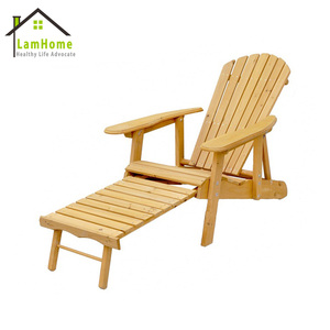 Bitmemiş ahşap Adirondack sandalye ile pulottoman osmanlı için plaj havuz parkı oturma odası eğlence açık plaj şezlong - Product Image 1