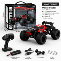 Camion monstre RC 4x4 2,4 GHz, voiture de course à 3 vitesses, lumières LED, buggy électrique haute vitesse, jouet de loisir pour enfants, chargeur 1:16