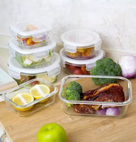 Contenants de préparation de repas en verre sans BPA, hermétiques, adaptés au congélateur et au four, ensemble de boîtes à lunch bento avec couvercles verrouillables