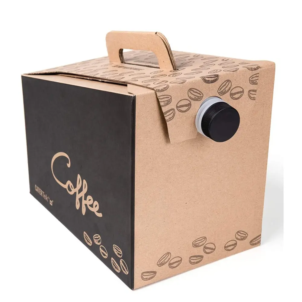 Custom printed disposable corrugated carrier with handle bulk beverage server to go box o' joe dispenser coffee traveler box