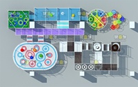 Équipement de terrain de jeu intérieur en filet souple arc-en-ciel personnalisé, robuste, jeux interactifs pour enfants
