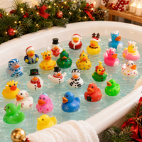 Canard en caoutchouc de Noël de 2,3 pouces, jouet coloré pour le bain, canards flottants de Noël, animaux de dessin animé, jeu aquatique, cadeau de fête, décoration