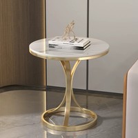 Table basse/d'appoint de luxe léger avec structure en fer et plateau en marbre, design artistique, mobile, sans assemblage requis, pour salon et balcon