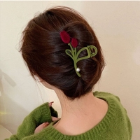 CHENGHE Pinces à cheveux vintage en métal et velours, grandes fleurs, pour femmes et filles, pinces à cheveux en forme de rose et de perle, accessoires