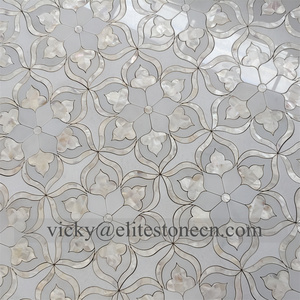 Flower <strong>Pattern</strong> <strong>Marble</strong> Waterjet <strong>Mosaic</strong> Tile for Shower Room - Product Image 6