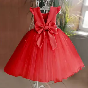 فستان توتو شبكي للفتيات مطرز بالخرز لون أخضر وأحمر فستان كيك حفلات فستان أميرة لأعياد الميلاد للفتيات