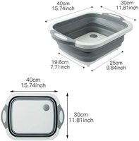 Planche à découper multifonction pliable 3-en-1 avec bac à vaisselle et panier égouttoir pour voyage, camping et extérieur