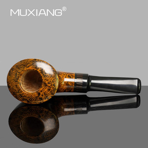 Muxiang Dublin Briar Wood Pipe Straight Type Gold Glossy Surface Tobacco Pipe For Men Smoking - Product Image 3