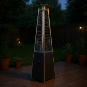 Chauffage de terrasse 40000 BTU avec tube en verre de quartz, flamme visuelle, forme pyramidale, chauffage extérieur moderne - Product Image 2