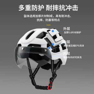 Casque de cyclisme avec visière en PC et EPS, réglable, respirant, moulé intégralement, protection de la tête pour vélo de route, unisexe - Product Image 3