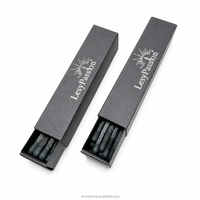 Allumettes de sécurité longues écologiques noires de 75 mm avec impression personnalisée, en bois, dans une boîte en papier, pour fête, bougie parfumée, cadeau de mariage